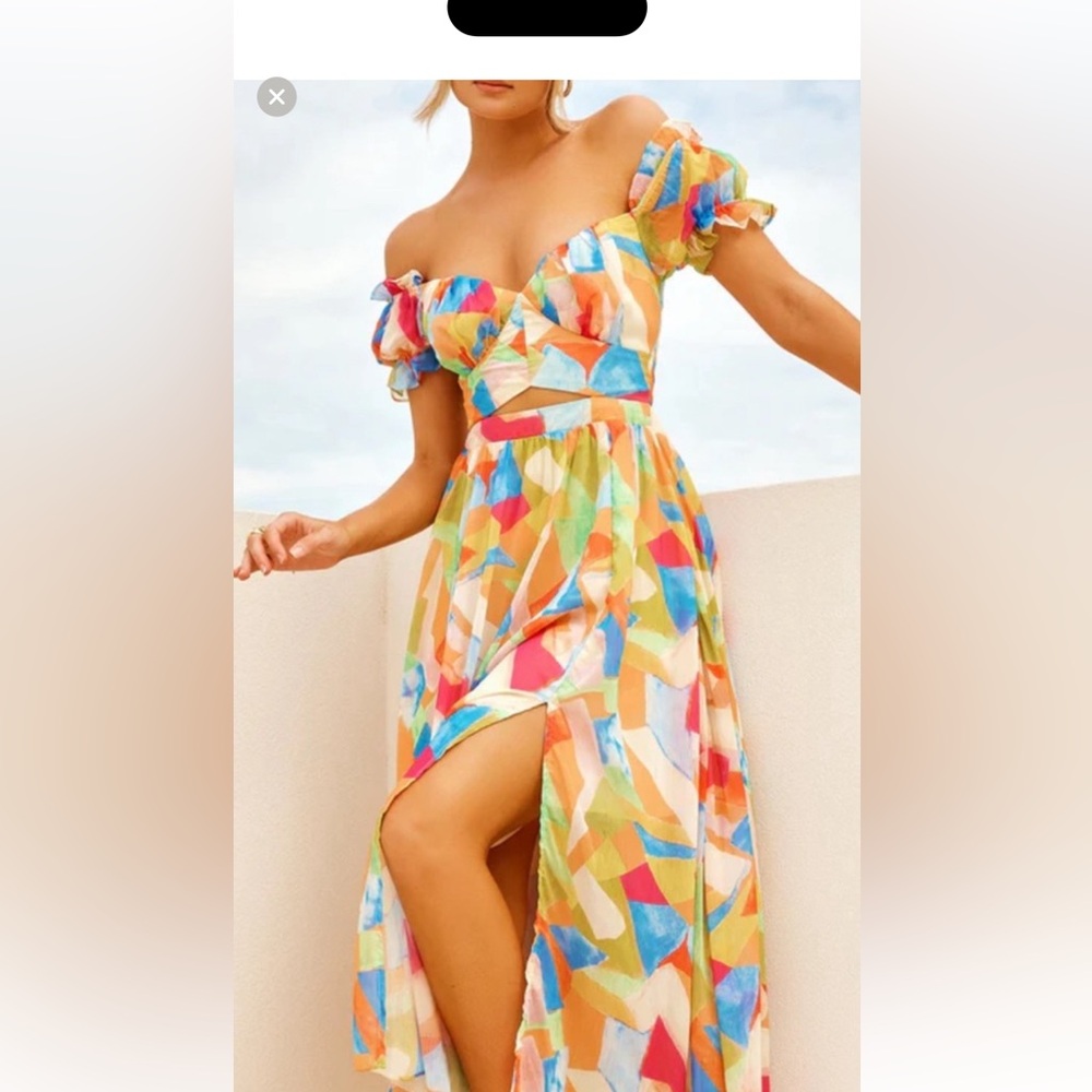 Colorful geometric dress-Fresh start Midi dress by sage & Paige